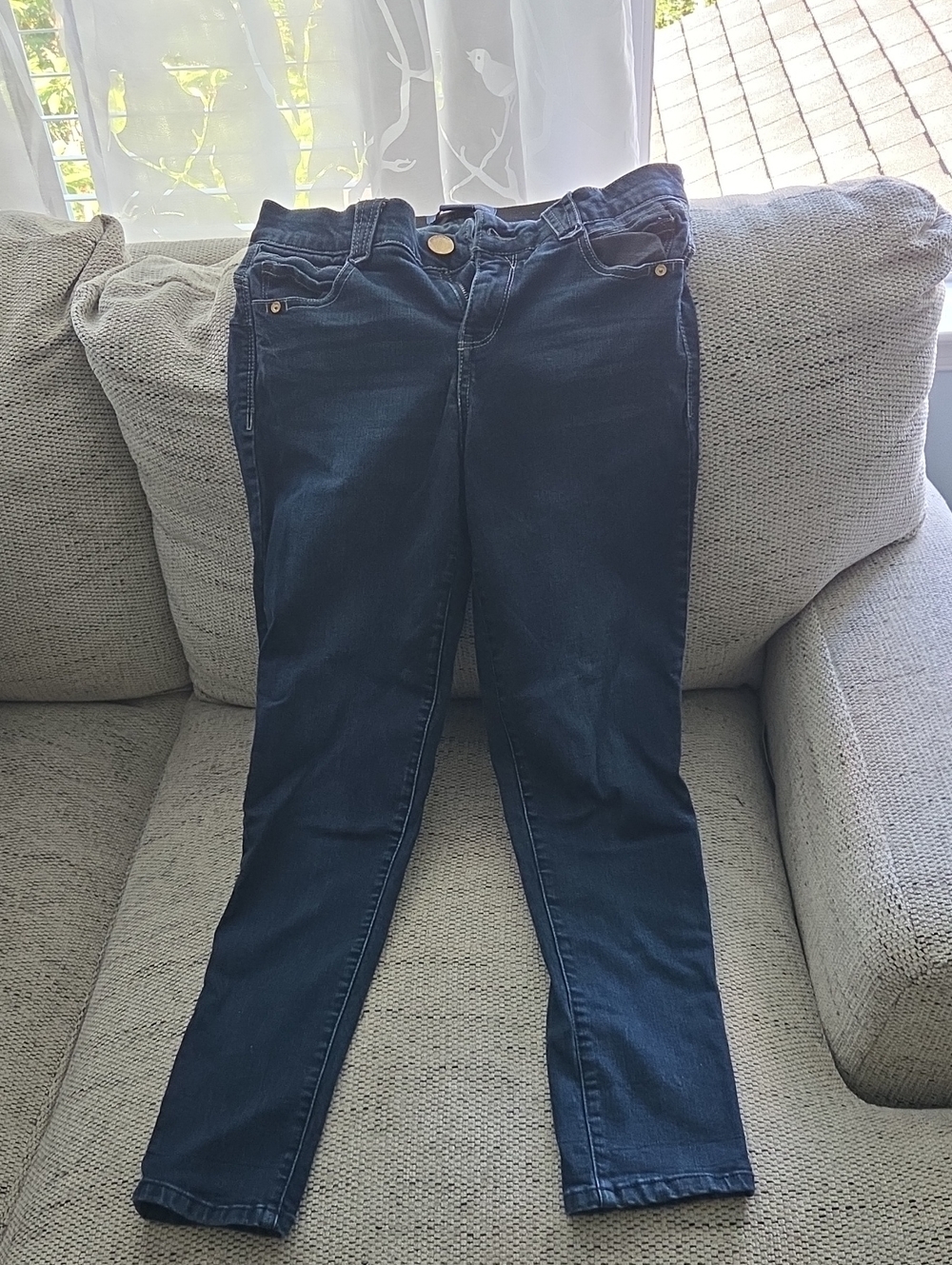 Democracy Dark Blue Ankle Cropped Slim Jeans